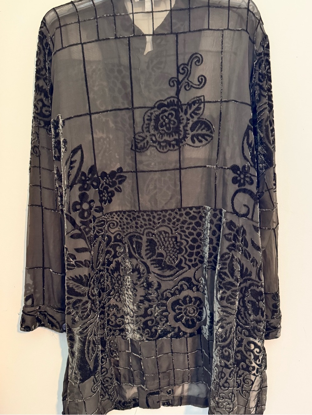 Coldwater Creek Deep Olive Sheer Boho Button-Up Tunic - Picture 4 of 6